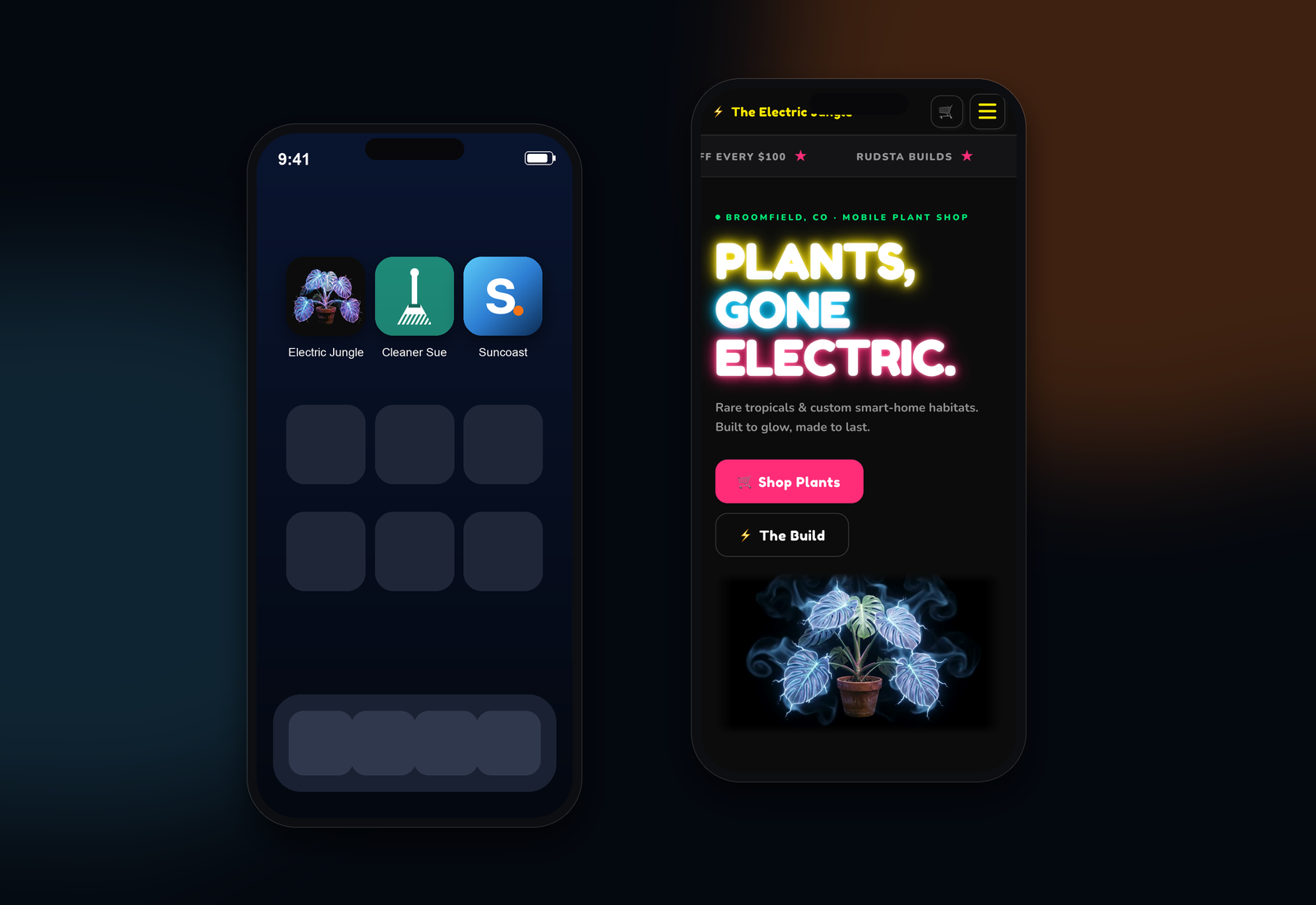 The three sites installed as apps on a phone home screen, and one open full-screen