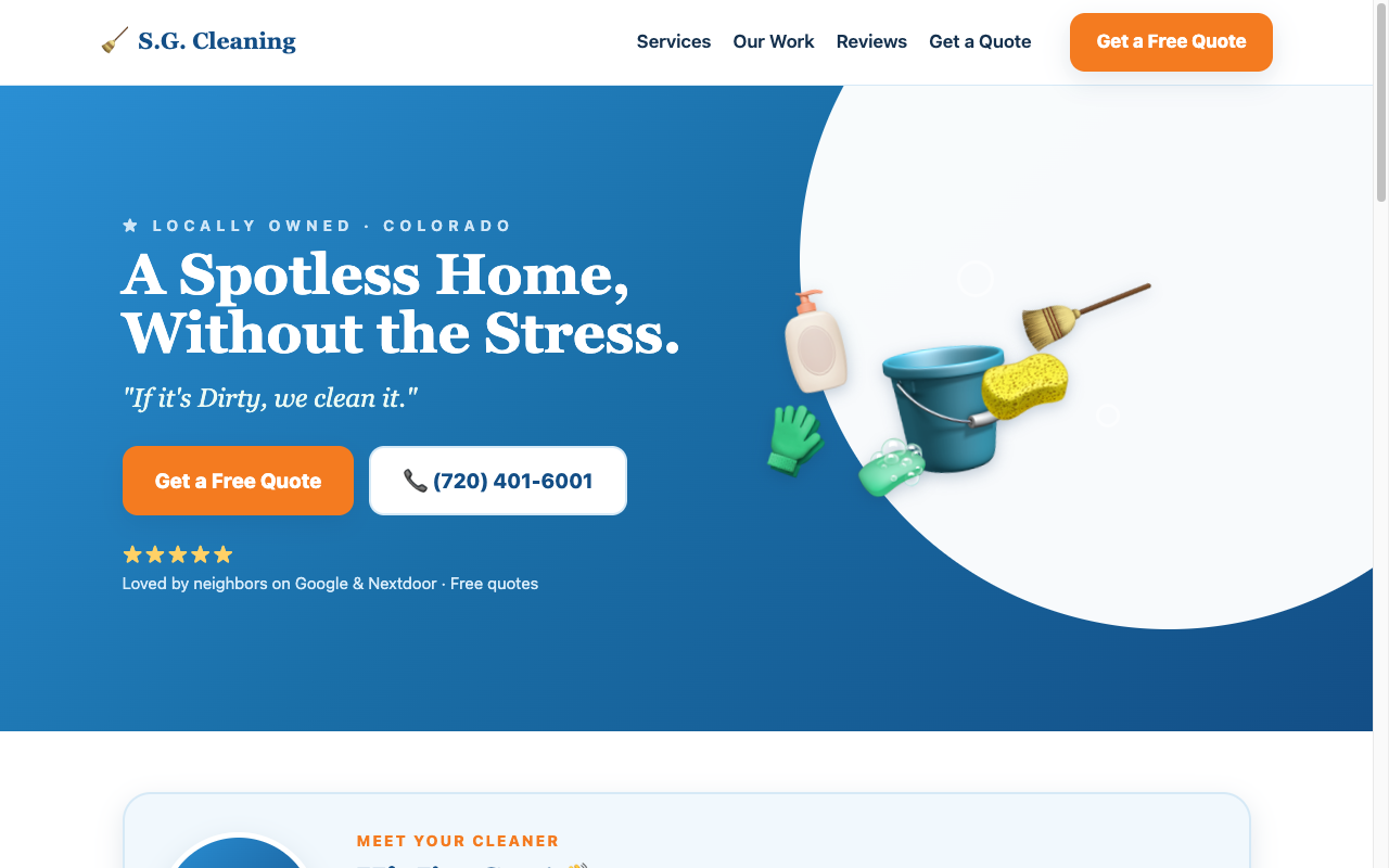 My Cleaner Sue homepage